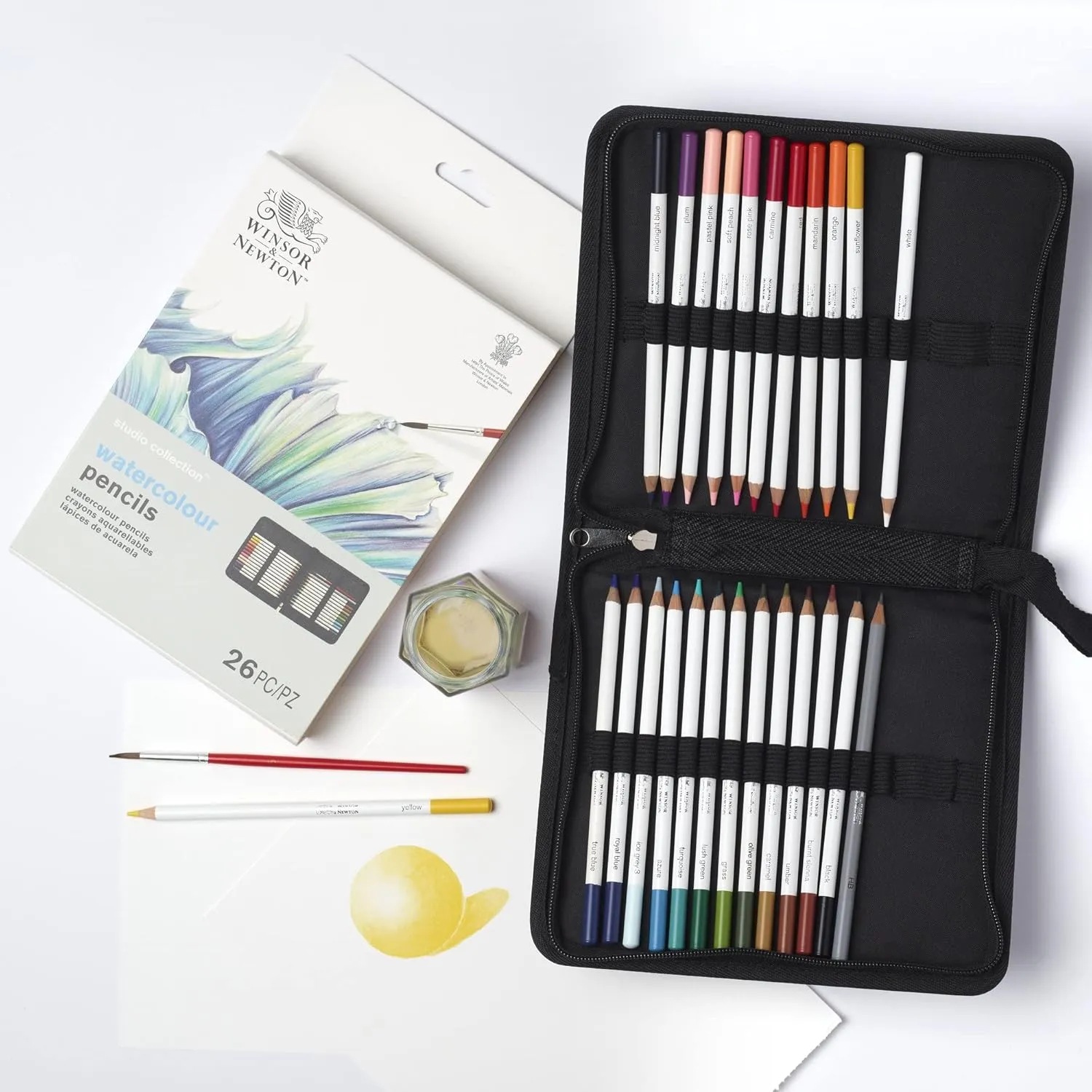 Winsor & Newton Studio Collection Artist Pencils, Watercolor Pencil Wallet, Set of 26