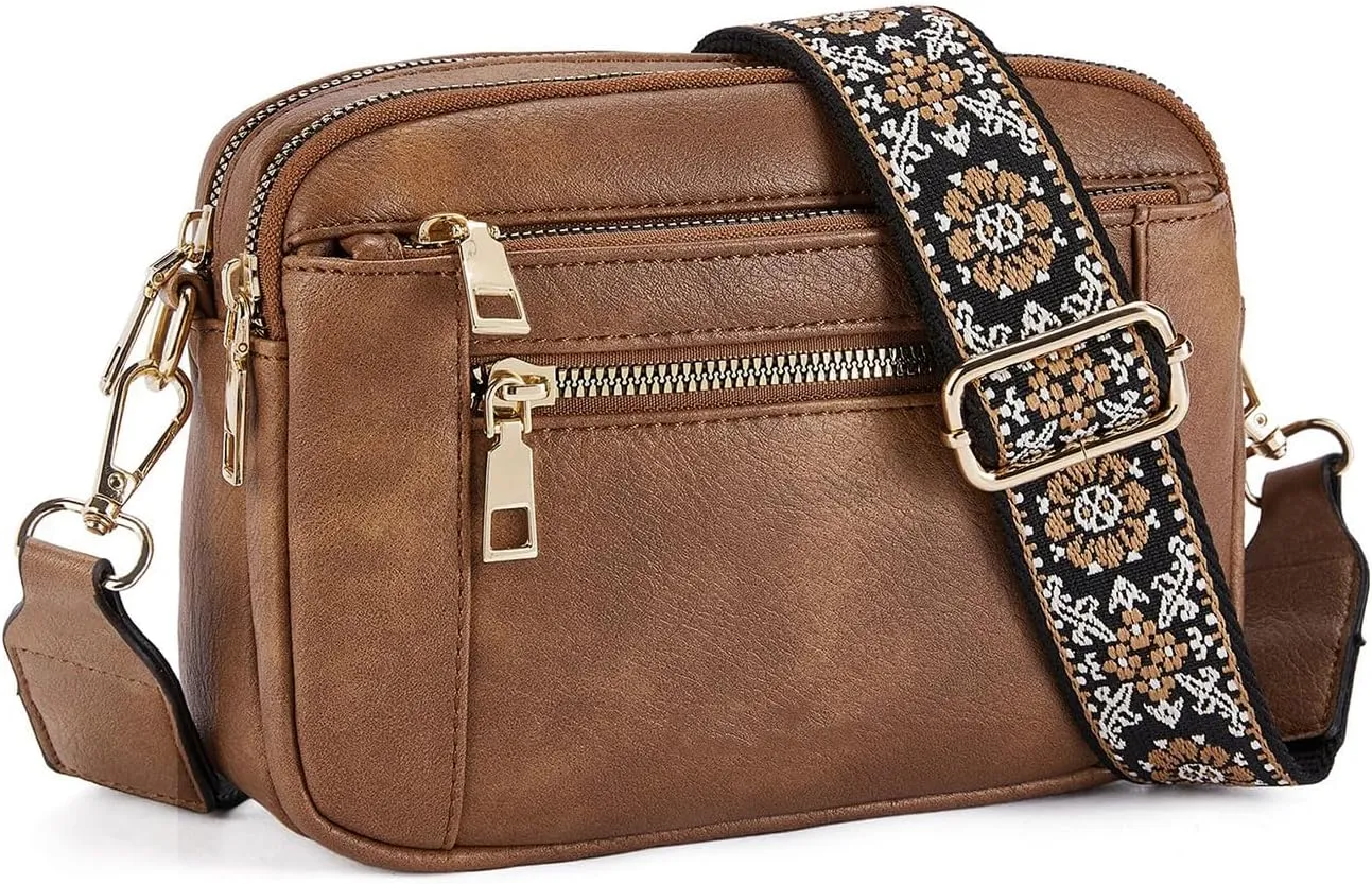 WJCD Women's Crossbody Purse - Vegan Leather Lightweight Shoulder Bag with Adjustable Strap, Stylish Small Handbags