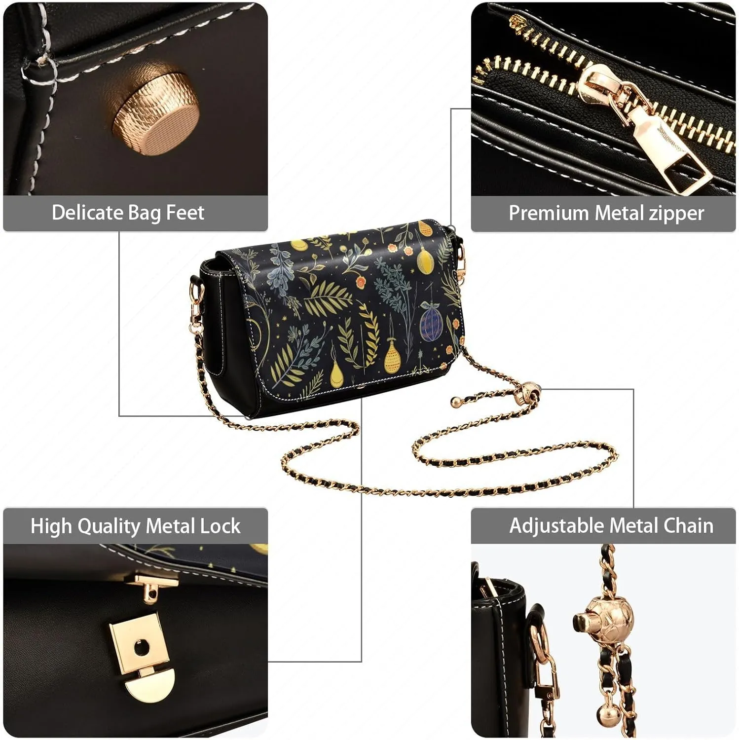 Wolf Colourful with Stars and Trees Women Crossbody Shoulder Bag, Leather Bags for Women Trendy