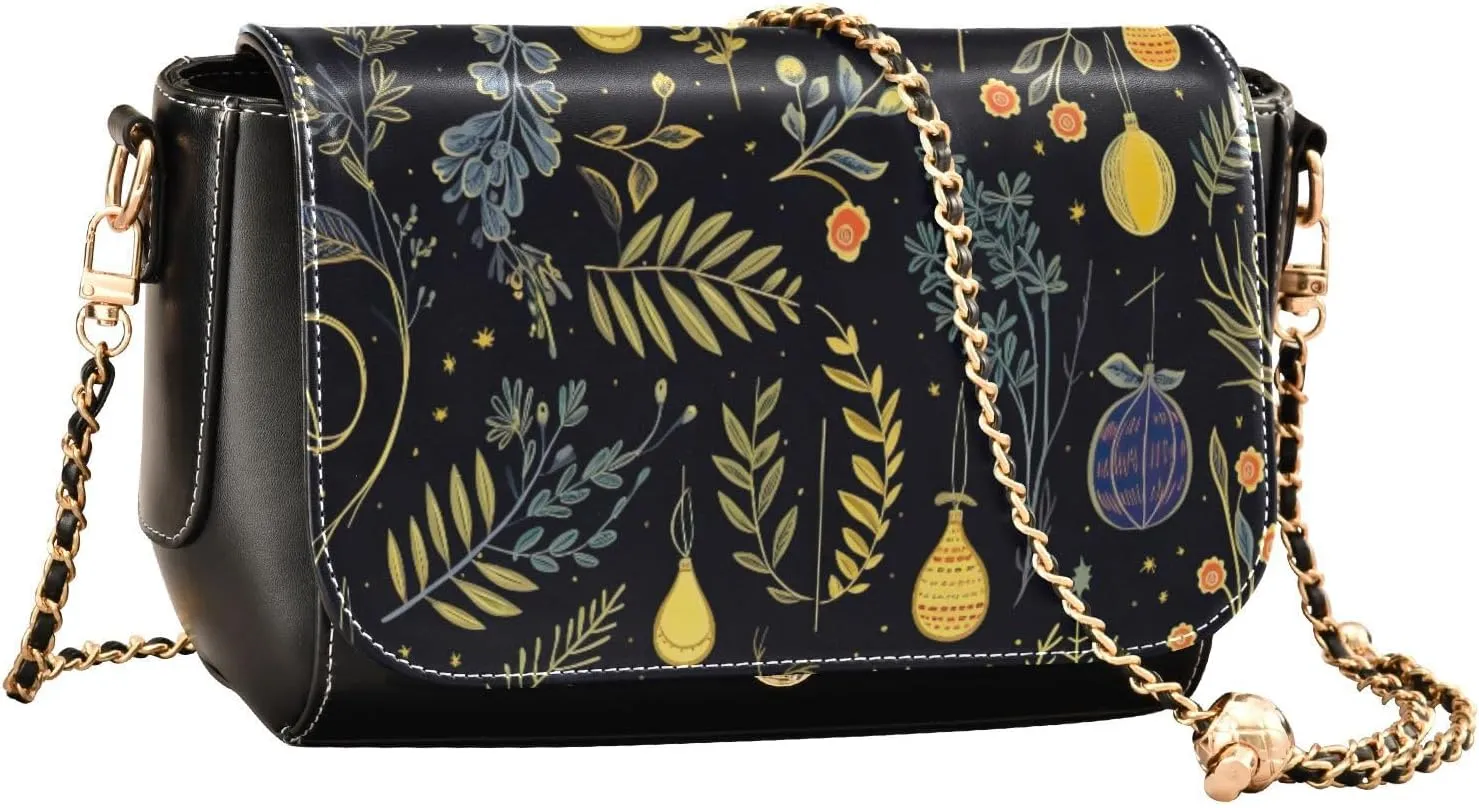 Wolf Colourful with Stars and Trees Women Crossbody Shoulder Bag, Leather Bags for Women Trendy