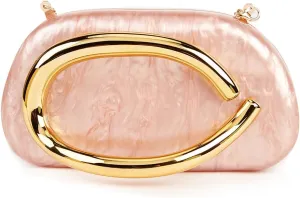 Women Acrylic Clutch Purse Metal Handle Evening Bag Trendy Box Shoulder Crossbody Bag Handbag for Wedding Party Causal