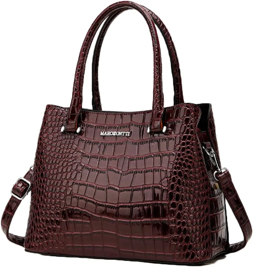 Women Crocodile Pattern Handbag and Purse Top Handle Shoulder Bag PU Leather Tote Satchel