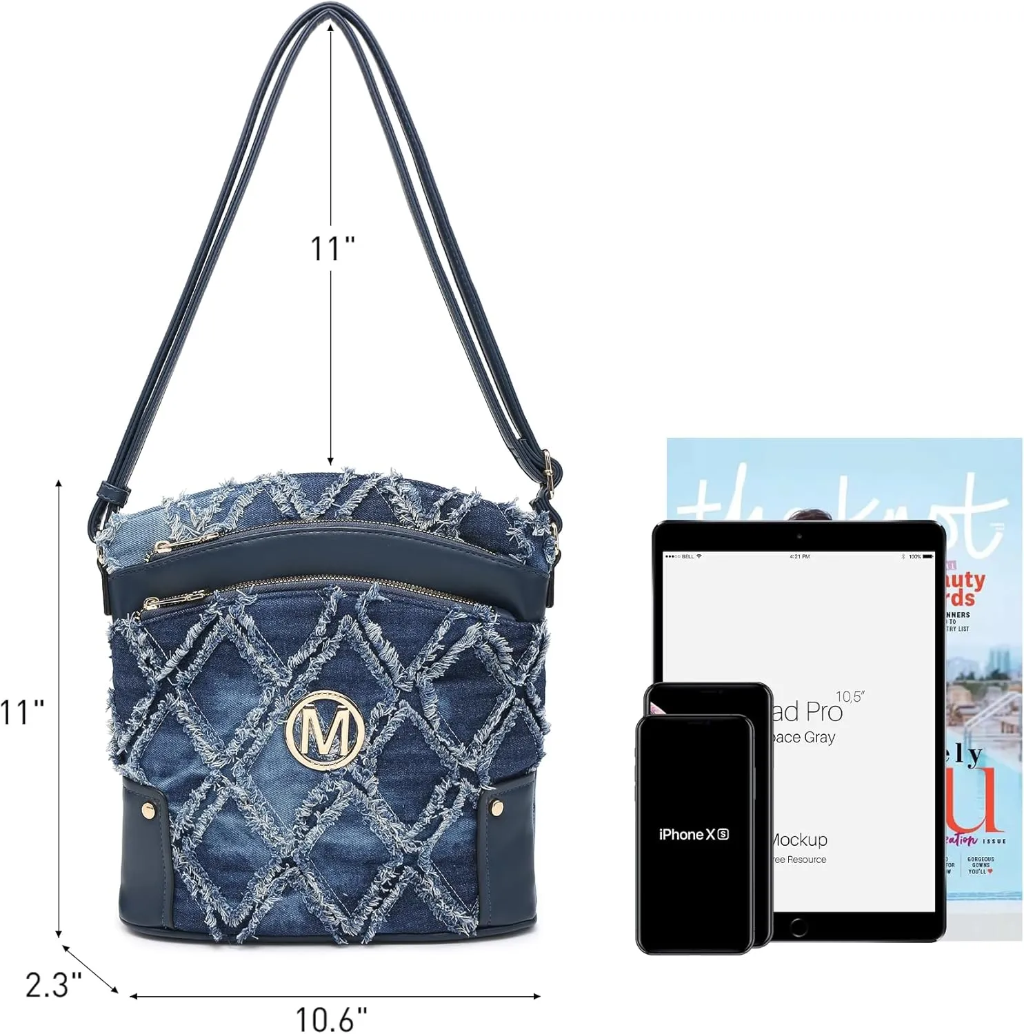 Women Crossbody Purses Multi Pockets Large Signature Monogram Zip Shoulder Bags Ladies PU Leather Handbag