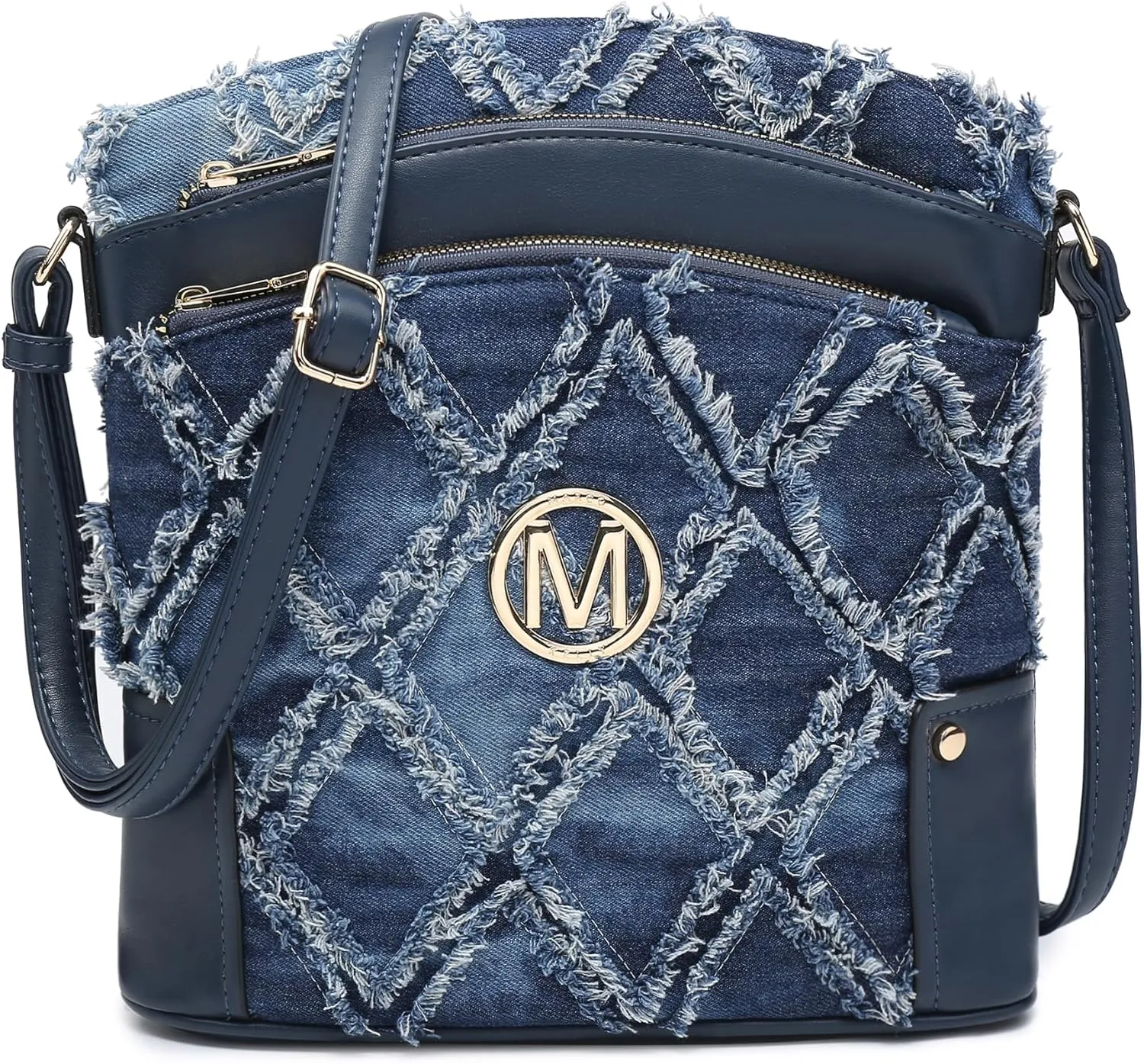 Women Crossbody Purses Multi Pockets Large Signature Monogram Zip Shoulder Bags Ladies PU Leather Handbag