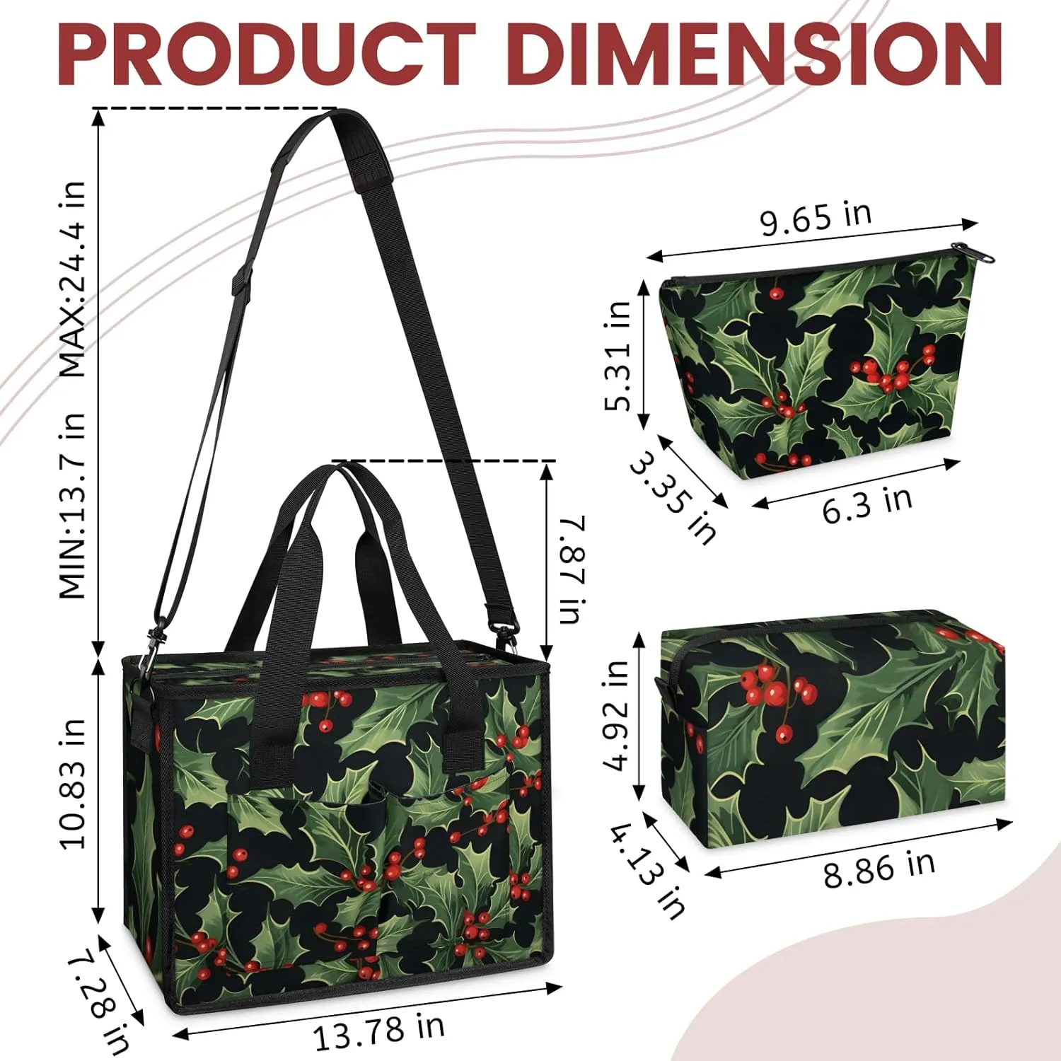 Women Fashion Tote Bag Wallet Shoulder Bags Set 3PCS Top Handle Satchel Purse Large Zippered Handbag Daily Use