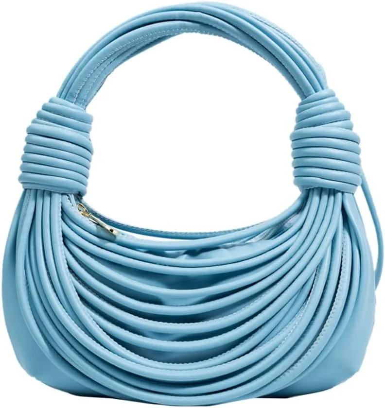 Women Fashion Woven Handbag PU Leather Satchel Creative Noodles Style Crossbody Bag