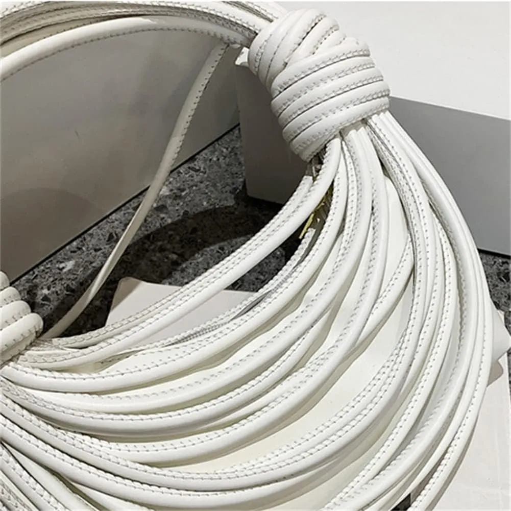 Women Fashion Woven Handbag PU Leather Satchel Creative Noodles Style Crossbody Bag