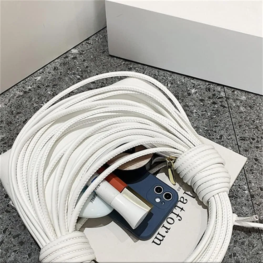 Women Fashion Woven Handbag PU Leather Satchel Creative Noodles Style Crossbody Bag