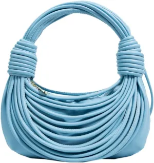 Women Fashion Woven Handbag PU Leather Satchel Creative Noodles Style Crossbody Bag