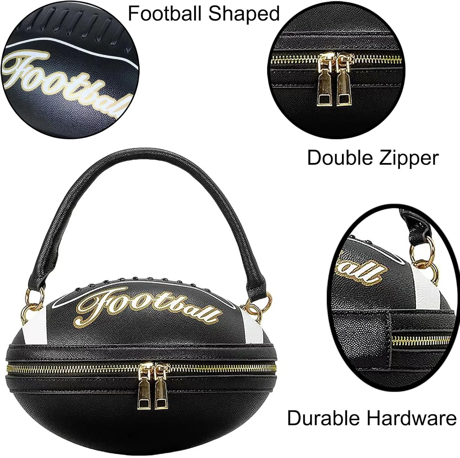 Women Football Shaped Crossbody Shoulder Bag Rugby Clutch Handbag Unique Novelty Football Purse