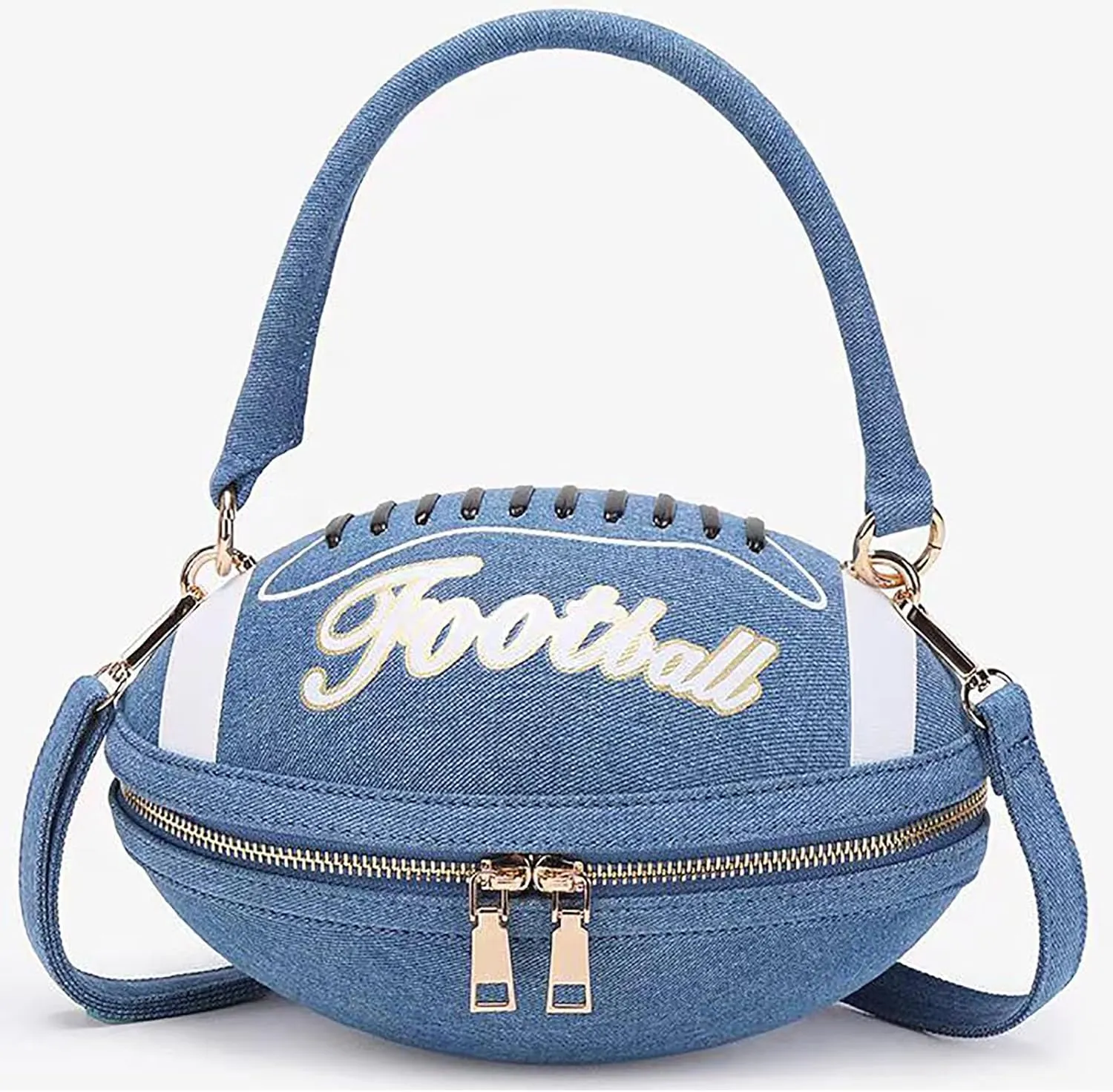 Women Football Shaped Crossbody Shoulder Bag Rugby Clutch Handbag Unique Novelty Football Purse
