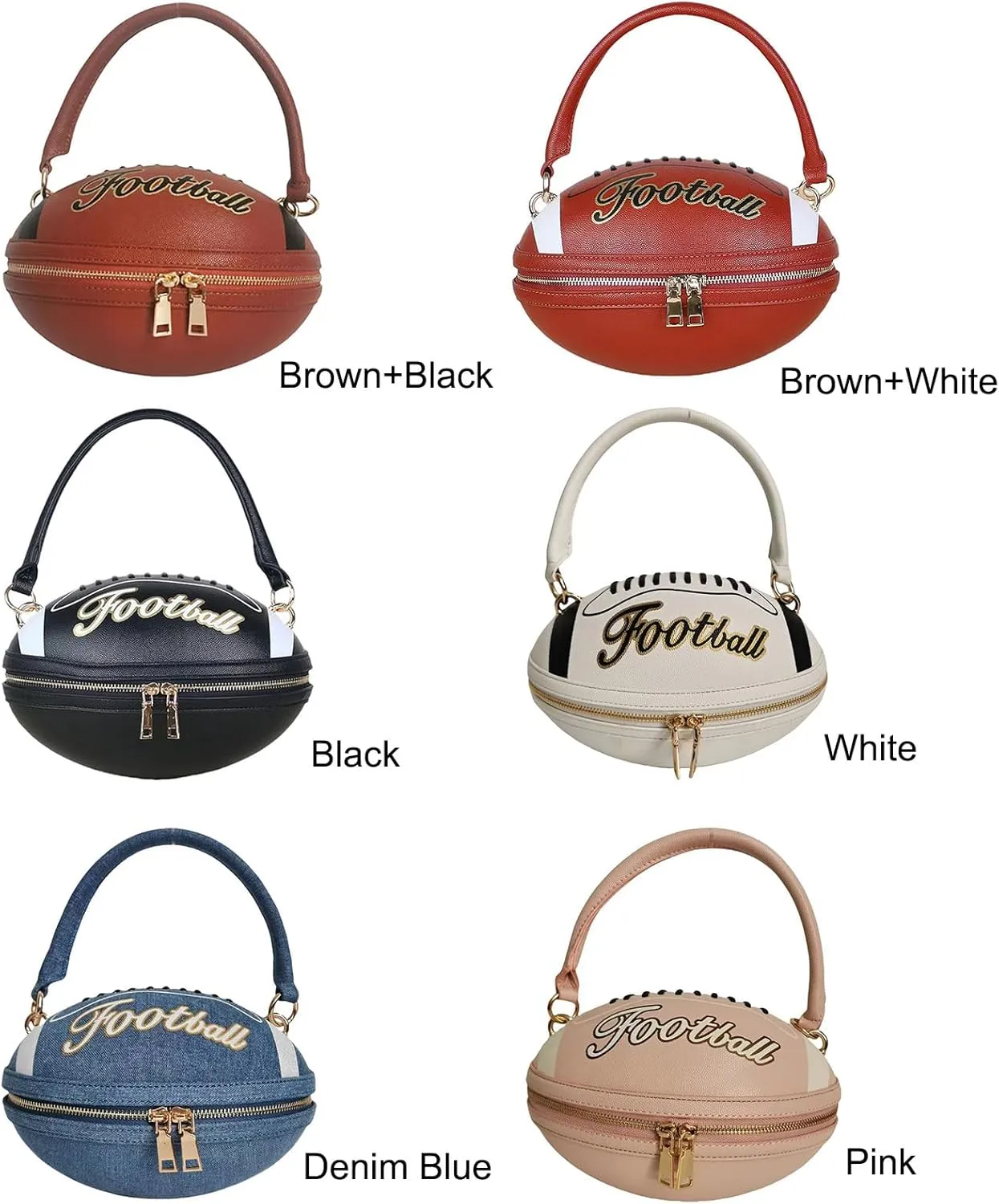 Women Football Shaped Crossbody Shoulder Bag Rugby Clutch Handbag Unique Novelty Football Purse