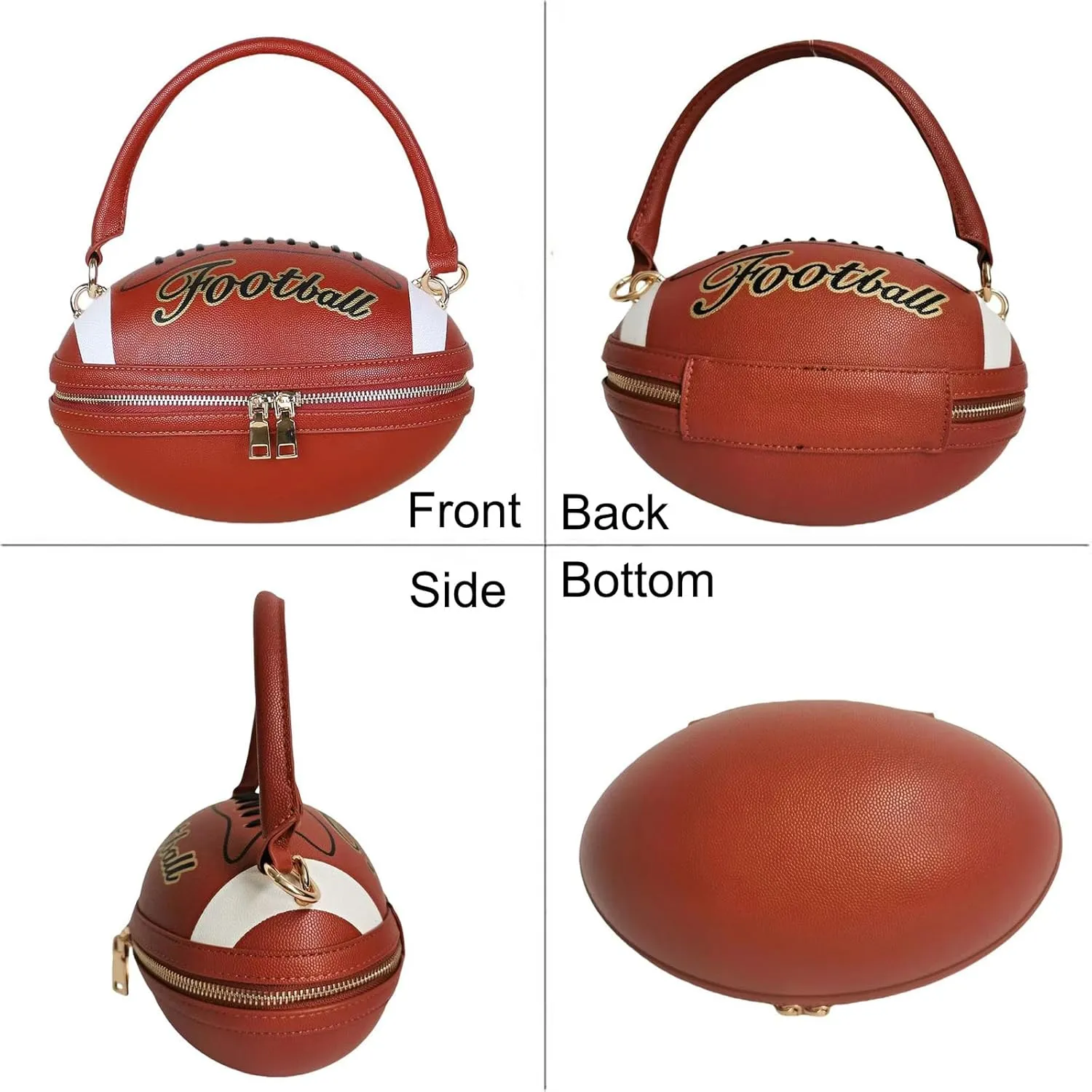 Women Football Shaped Crossbody Shoulder Bag Rugby Clutch Handbag Unique Novelty Football Purse
