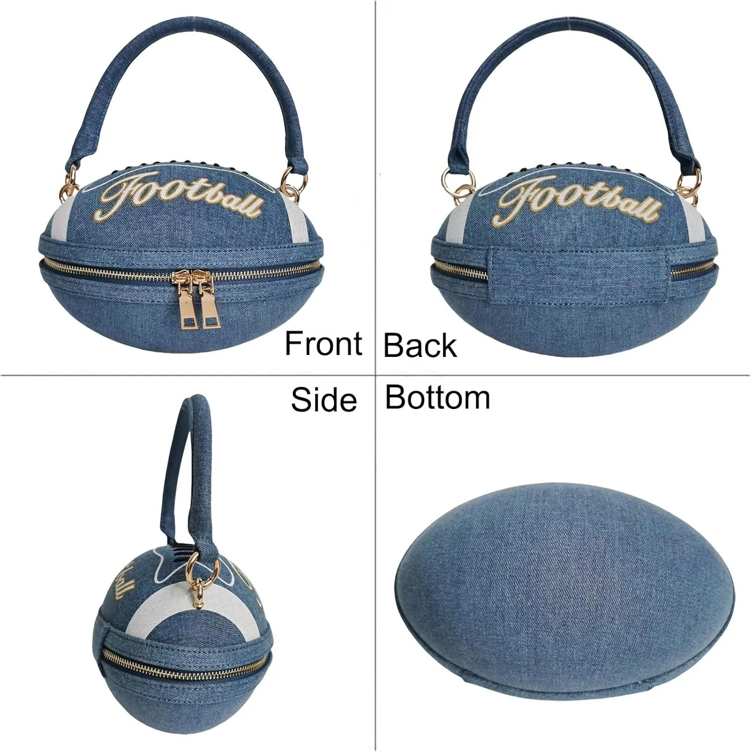 Women Football Shaped Crossbody Shoulder Bag Rugby Clutch Handbag Unique Novelty Football Purse