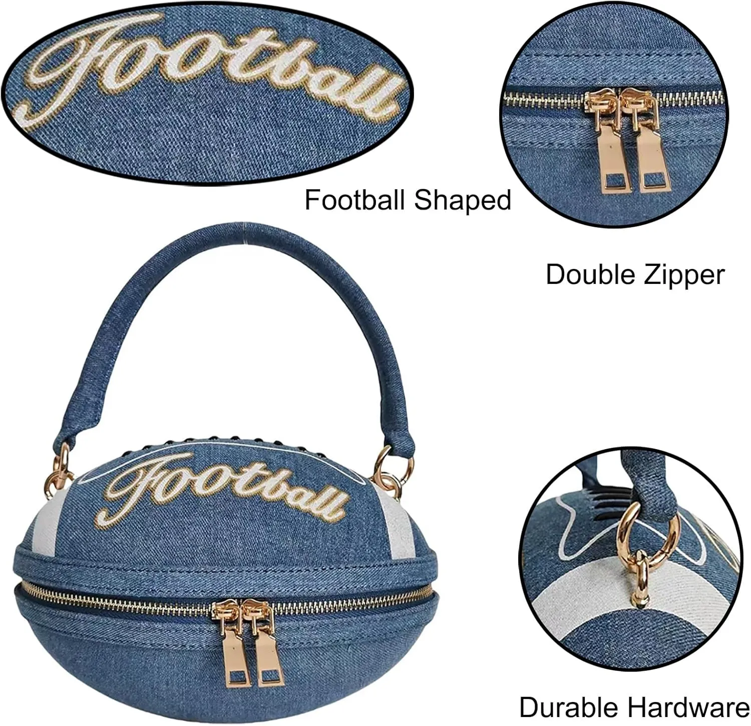 Women Football Shaped Crossbody Shoulder Bag Rugby Clutch Handbag Unique Novelty Football Purse