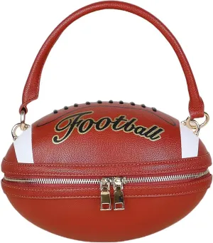Women Football Shaped Crossbody Shoulder Bag Rugby Clutch Handbag Unique Novelty Football Purse