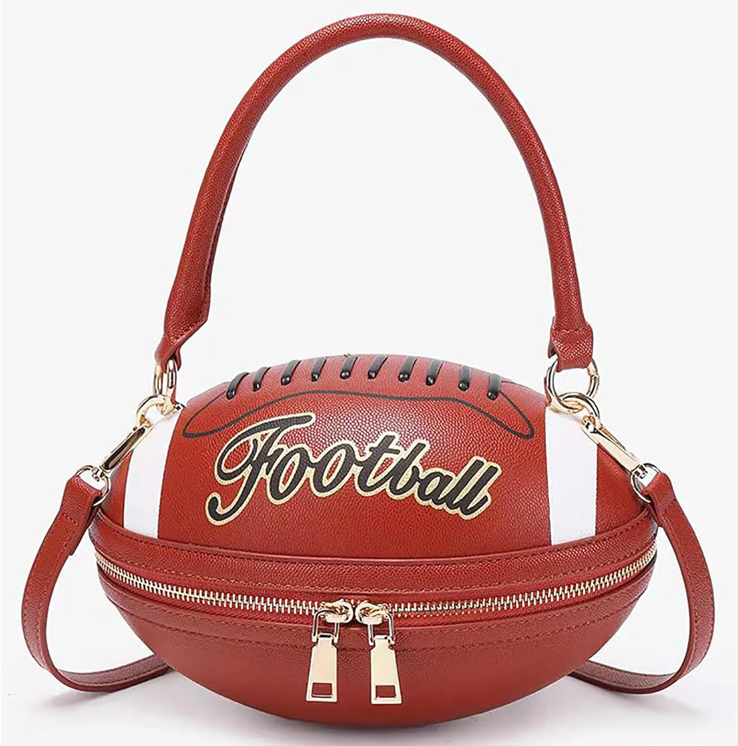 Women Football Shaped Crossbody Shoulder Bag Rugby Clutch Handbag Unique Novelty Football Purse