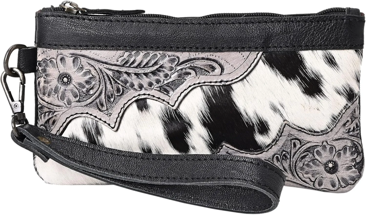 Women Hand tooled Natural Cowhide Leather hand Clutch | Hand Bag | Purse | Coin Pouch Bag valentines day gifts