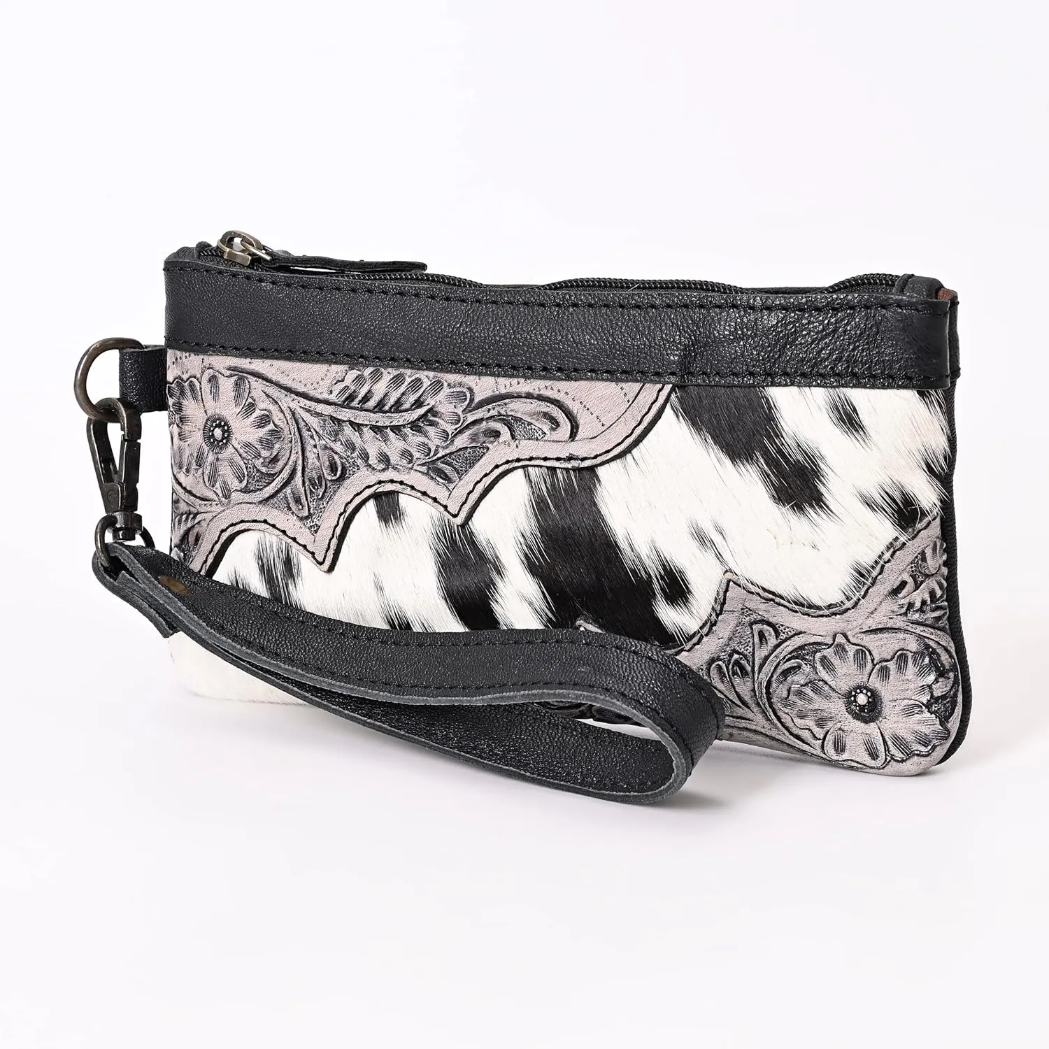 Women Hand tooled Natural Cowhide Leather hand Clutch | Hand Bag | Purse | Coin Pouch Bag valentines day gifts