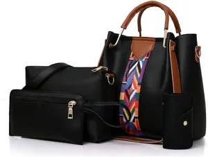 Women Handbag Set 4 in 1 Soft PU Leather Top Handle Bag, Tote Bag, Shoulder Bags Crossbody Bag Wallet Purse Set