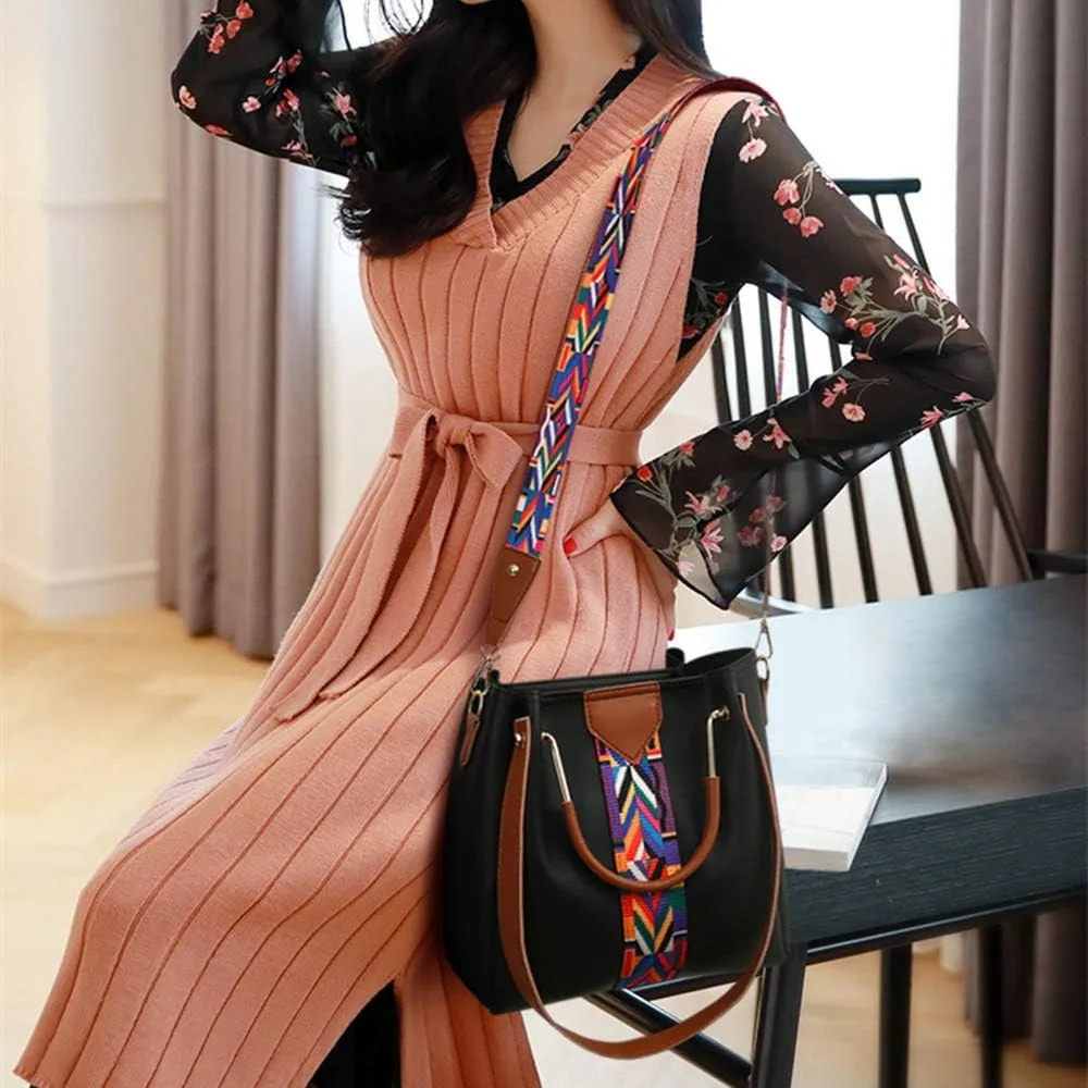 Women Handbag Set 4 in 1 Soft PU Leather Top Handle Bag, Tote Bag, Shoulder Bags Crossbody Bag Wallet Purse Set