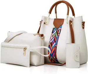Women Handbag Set 4 in 1 Soft PU Leather Top Handle Bag, Tote Bag, Shoulder Bags Crossbody Bag Wallet Purse Set