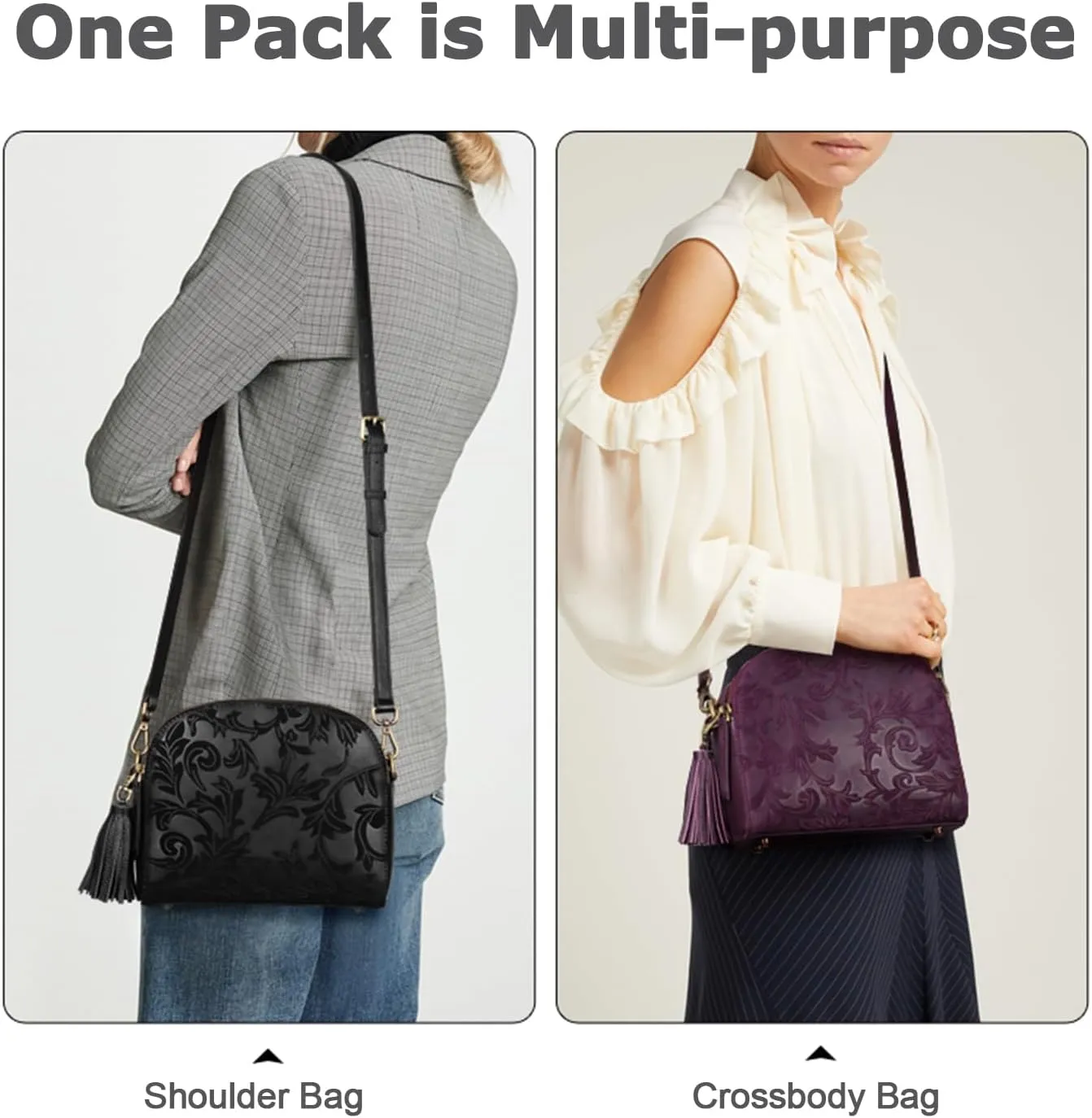 Women Leather Crossbody Shoulder Bag Metal Zipper Tassel Accessories Messenger Wallet