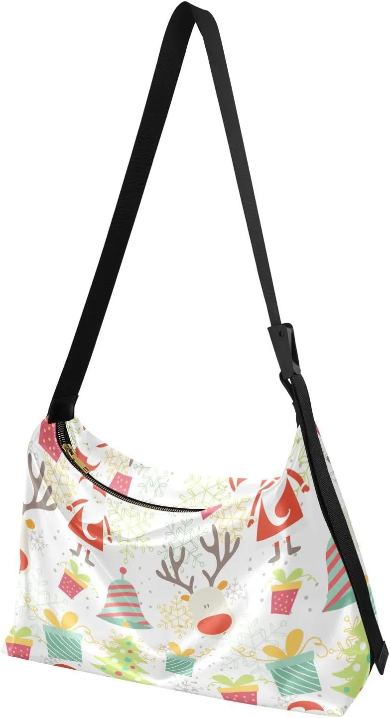Women Men Shoulder Bag Leather Hobo Crossbody Handbags Clutch with Adjustable Strap Multiple prints