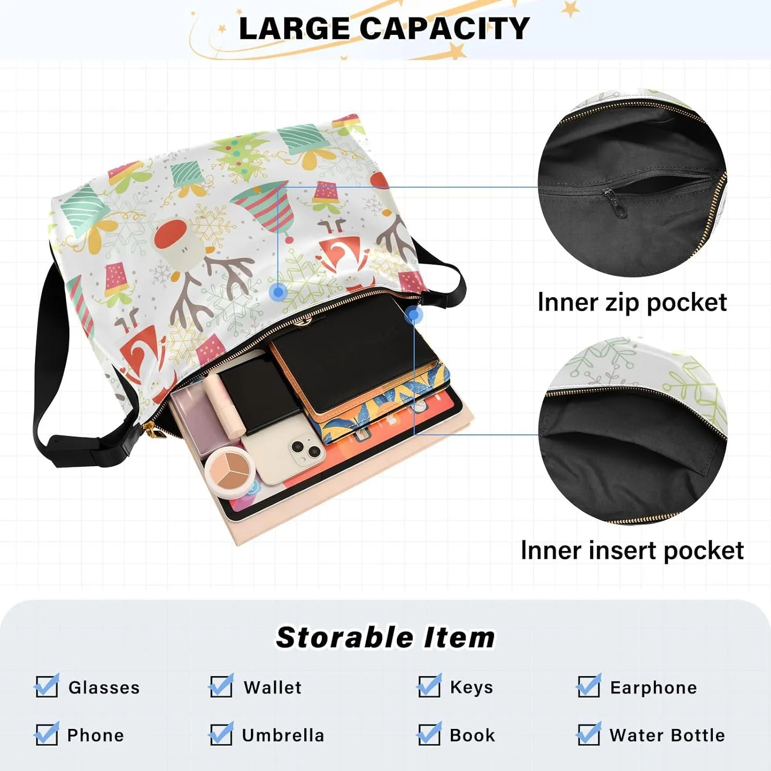 Women Men Shoulder Bag Leather Hobo Crossbody Handbags Clutch with Adjustable Strap Multiple prints
