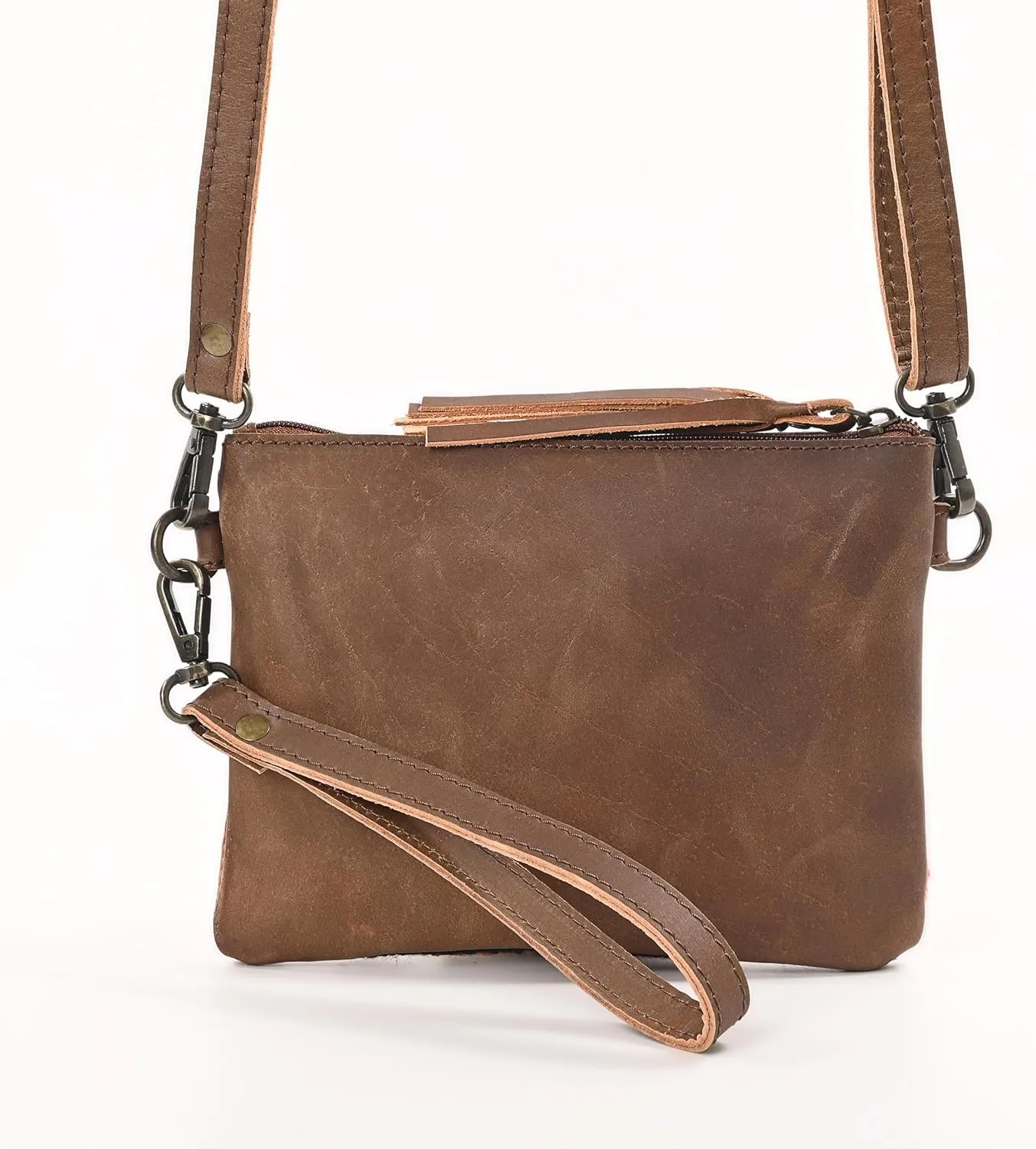 Women Natural Cowhide Leather Hand Bag With Adjustable Detachable Strap Leather Massenger Handbag Purse Sling Bag