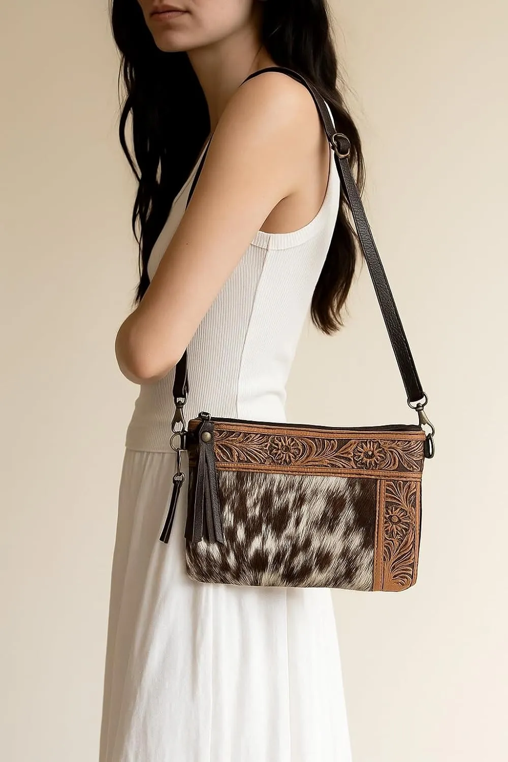 Women Natural Cowhide Leather Hand Bag With Adjustable Detachable Strap Leather Massenger Handbag Purse Sling Bag