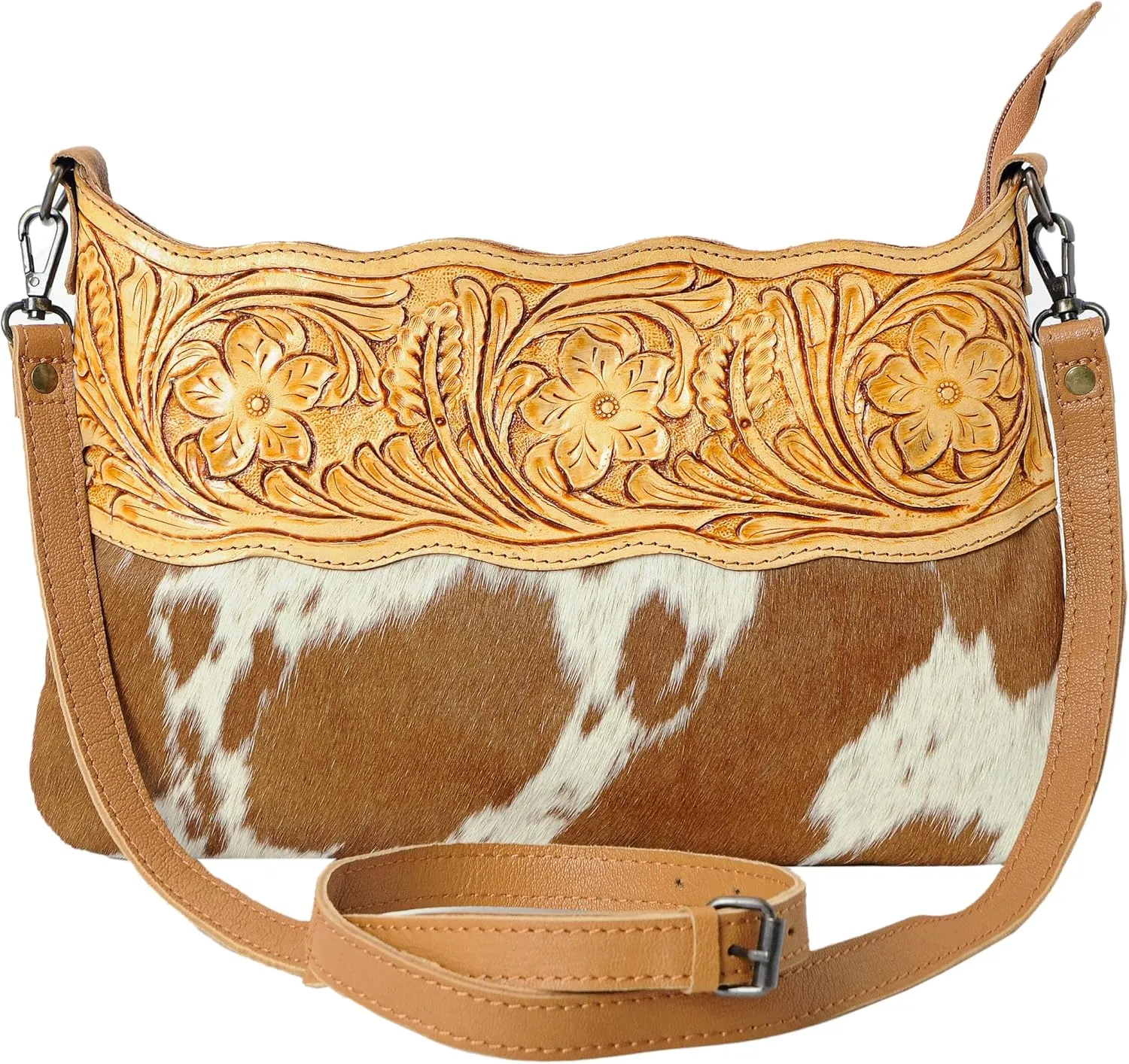Women Natural Cowhide Leather Hand Bag With Adjustable Detachable Strap Leather Massenger Handbag Purse Sling Bag