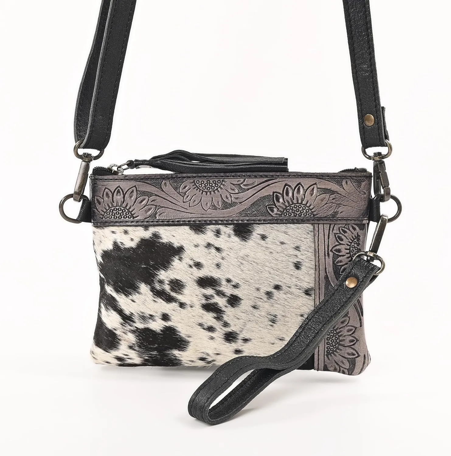 Women Natural Cowhide Leather Hand Bag With Adjustable Detachable Strap Leather Massenger Handbag Purse Sling Bag