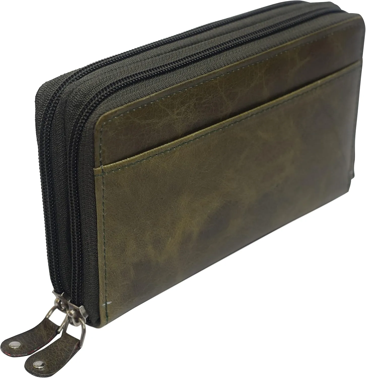 Women RFID Blocking Wallet Leather Zip Around Phone Clutch Large Travel Purse (Green)