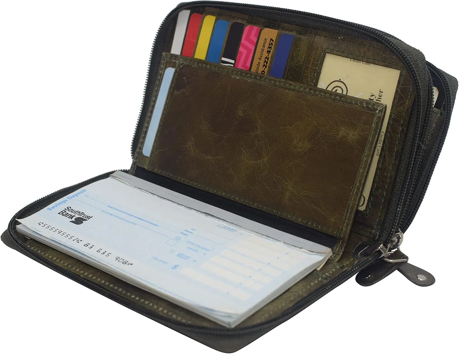 Women RFID Blocking Wallet Leather Zip Around Phone Clutch Large Travel Purse (Green)