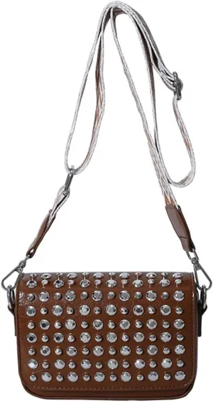Women Rivet Crossbody Bag Handbag Purse Clutch Small Leather Satchel Studded Shoulder Tote Bag Top-handle Bag Y2K Punk Purse