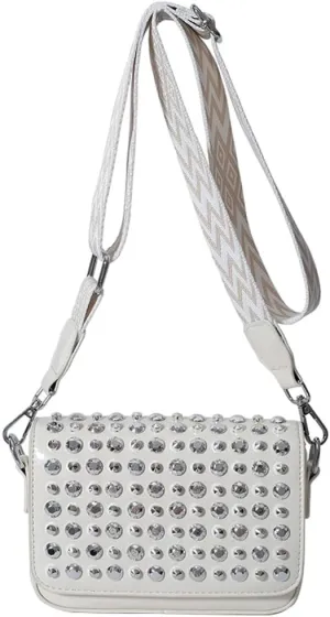 Women Rivet Crossbody Bag Handbag Purse Clutch Small Leather Satchel Studded Shoulder Tote Bag Top-handle Bag Y2K Punk Purse