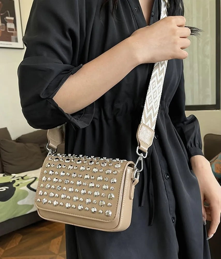 Women Rivet Crossbody Bag Handbag Purse Clutch Small Leather Satchel Studded Shoulder Tote Bag Top-handle Bag Y2K Punk Purse