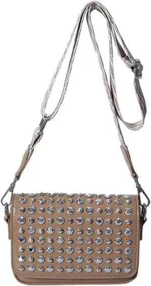 Women Rivet Crossbody Bag Handbag Purse Clutch Small Leather Satchel Studded Shoulder Tote Bag Top-handle Bag Y2K Punk Purse