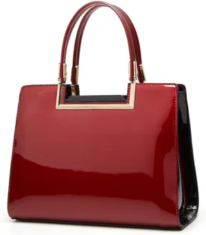 Women Top Handle Purse Satchel Patent PU Leather Handbag Shoulder Crossbody Bag Tote