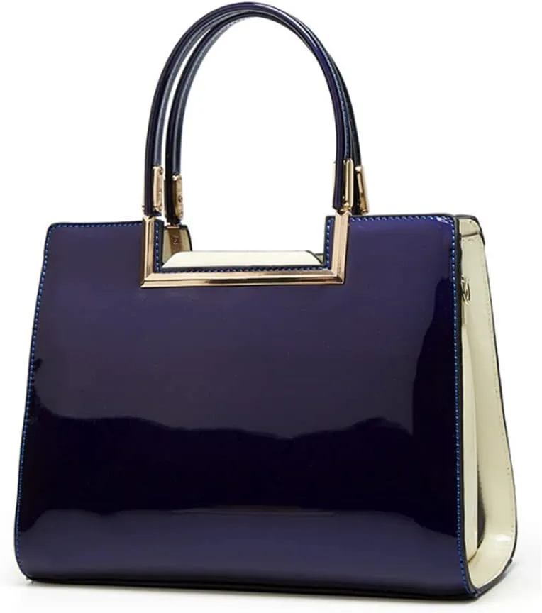 Women Top Handle Purse Satchel Patent PU Leather Handbag Shoulder Crossbody Bag Tote