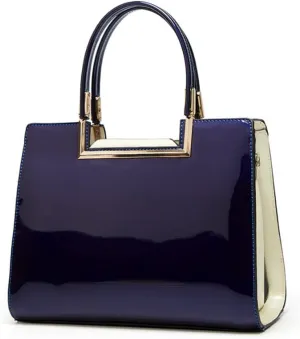 Women Top Handle Purse Satchel Patent PU Leather Handbag Shoulder Crossbody Bag Tote