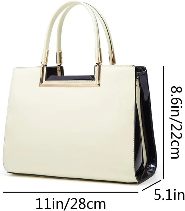 Women Top Handle Purse Satchel Patent PU Leather Handbag Shoulder Crossbody Bag Tote