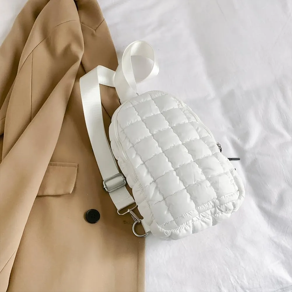 Women Travel Crossbody Bag Solid Color Fashion Waist Pack Adjustable Strap Quilted Fanny Pack Crossbody Sling Bag