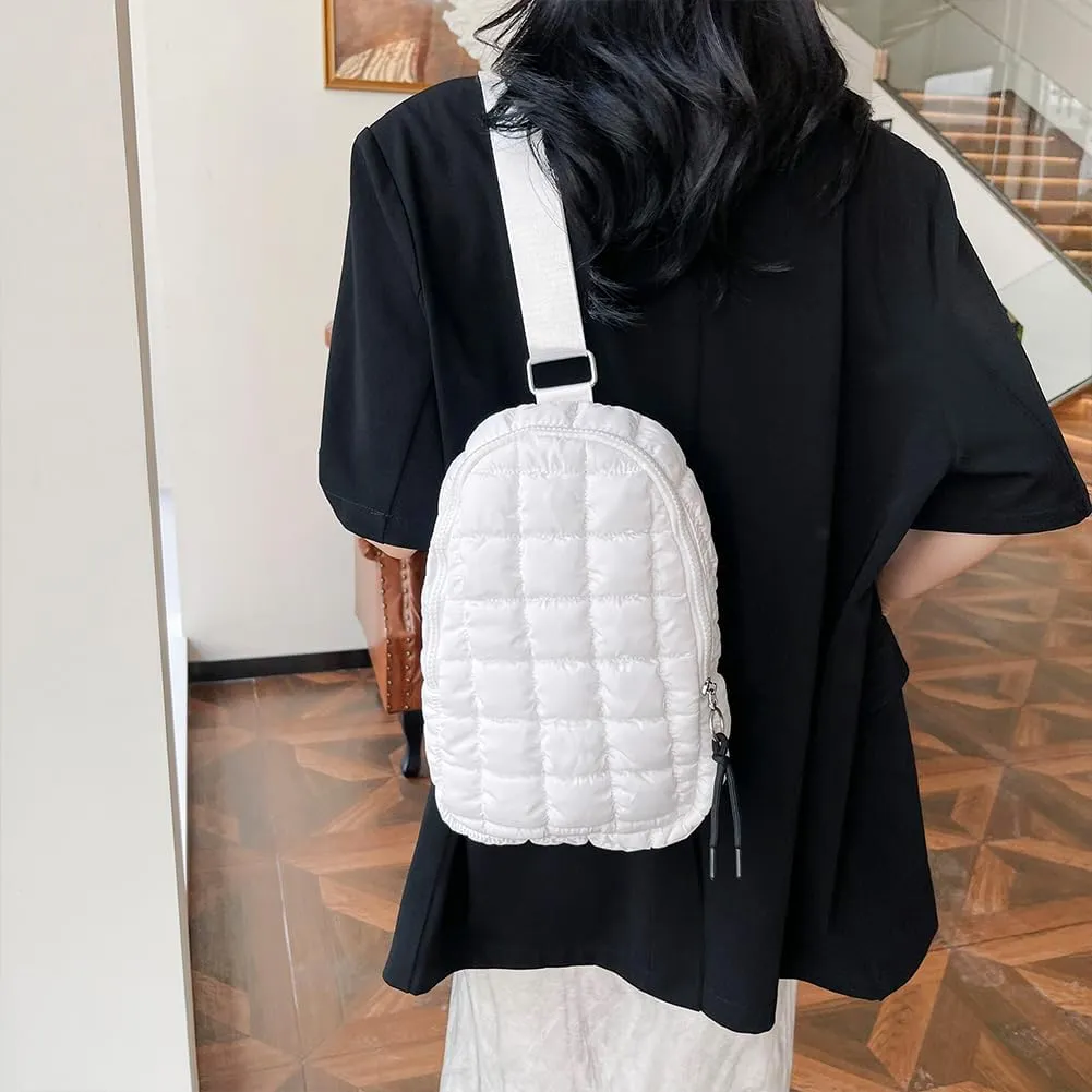 Women Travel Crossbody Bag Solid Color Fashion Waist Pack Adjustable Strap Quilted Fanny Pack Crossbody Sling Bag