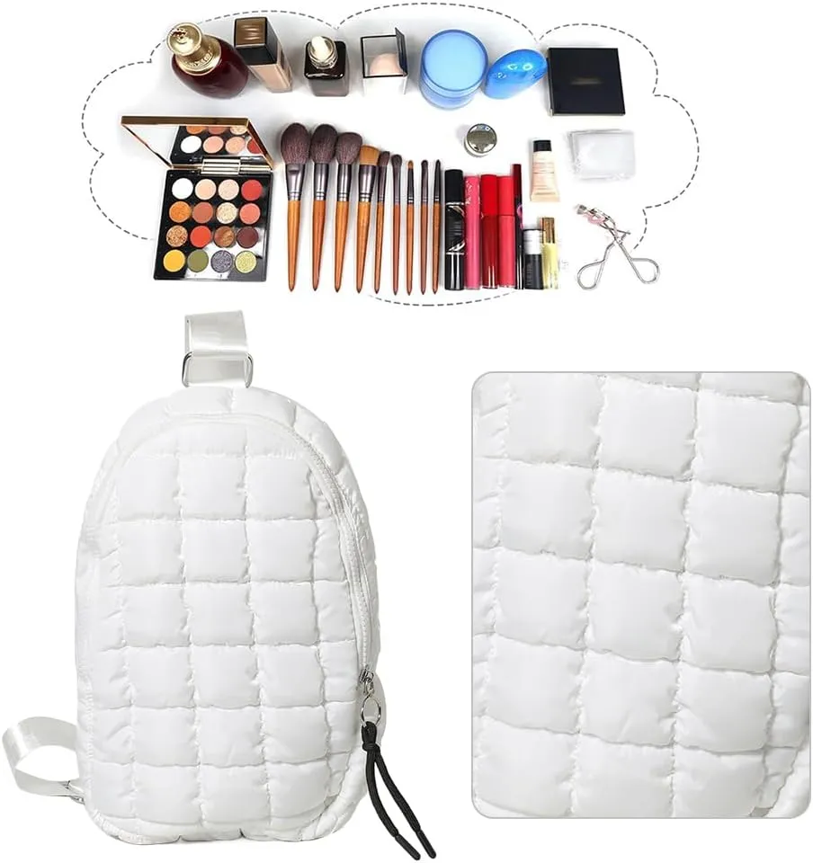 Women Travel Crossbody Bag Solid Color Fashion Waist Pack Adjustable Strap Quilted Fanny Pack Crossbody Sling Bag