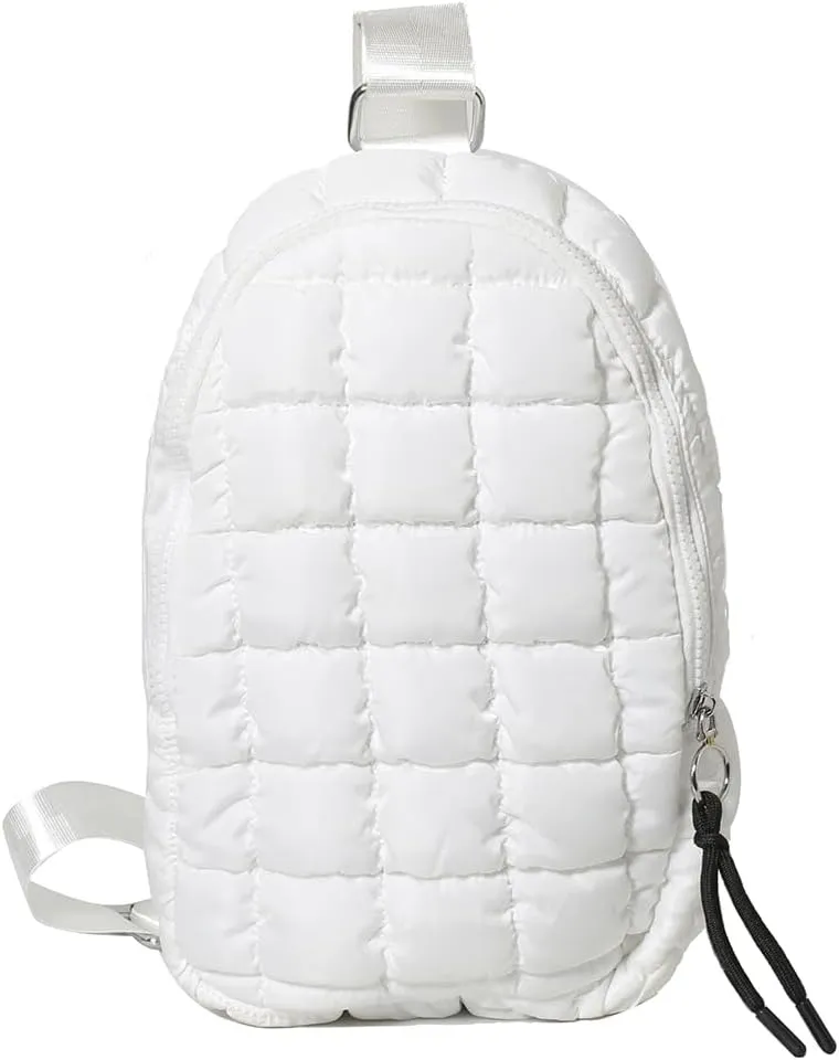 Women Travel Crossbody Bag Solid Color Fashion Waist Pack Adjustable Strap Quilted Fanny Pack Crossbody Sling Bag