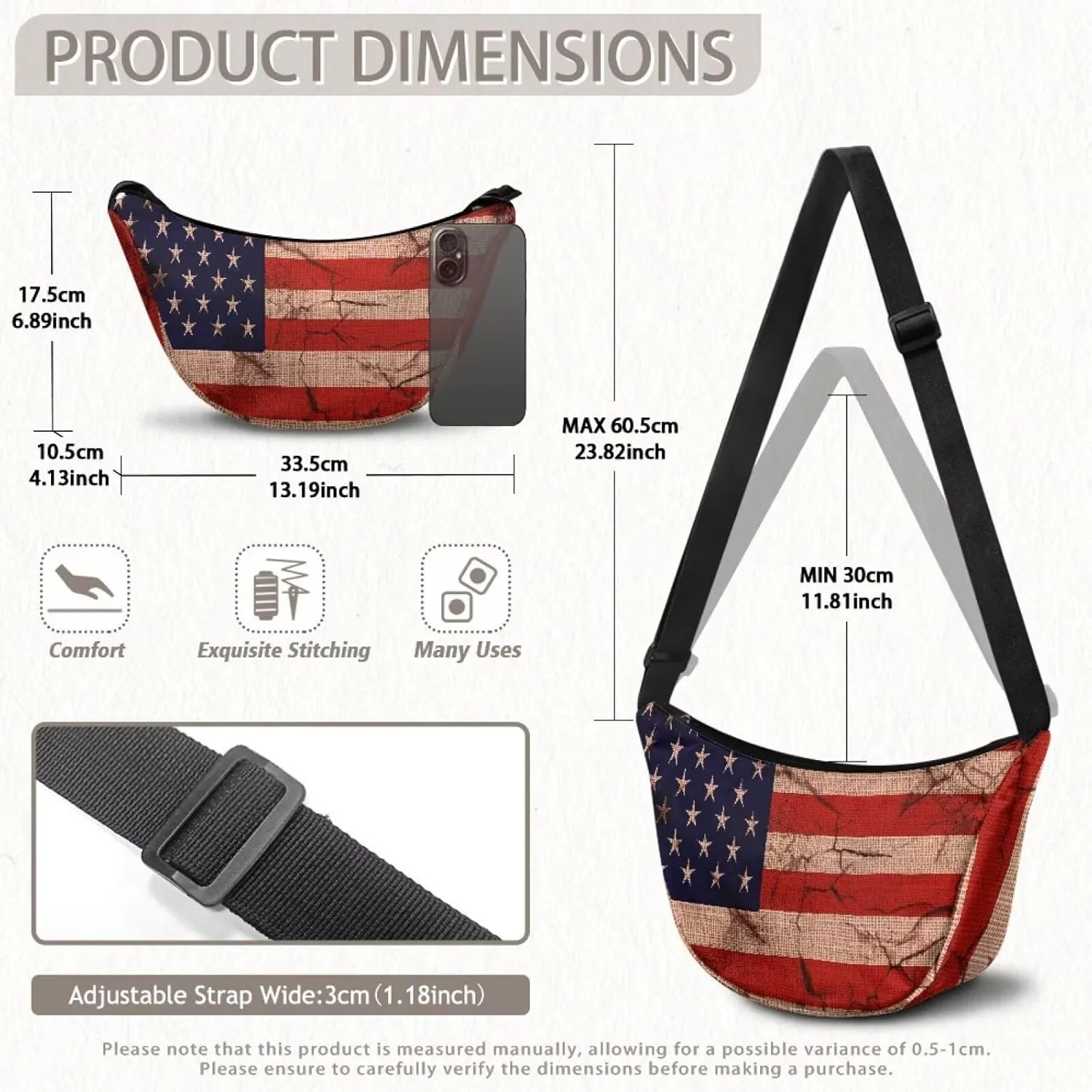 Women Trendy Crossbody Bag Men Lightweight Sling Crescent Purses with Adjustable Strap Fanny Packs Casual Handbag