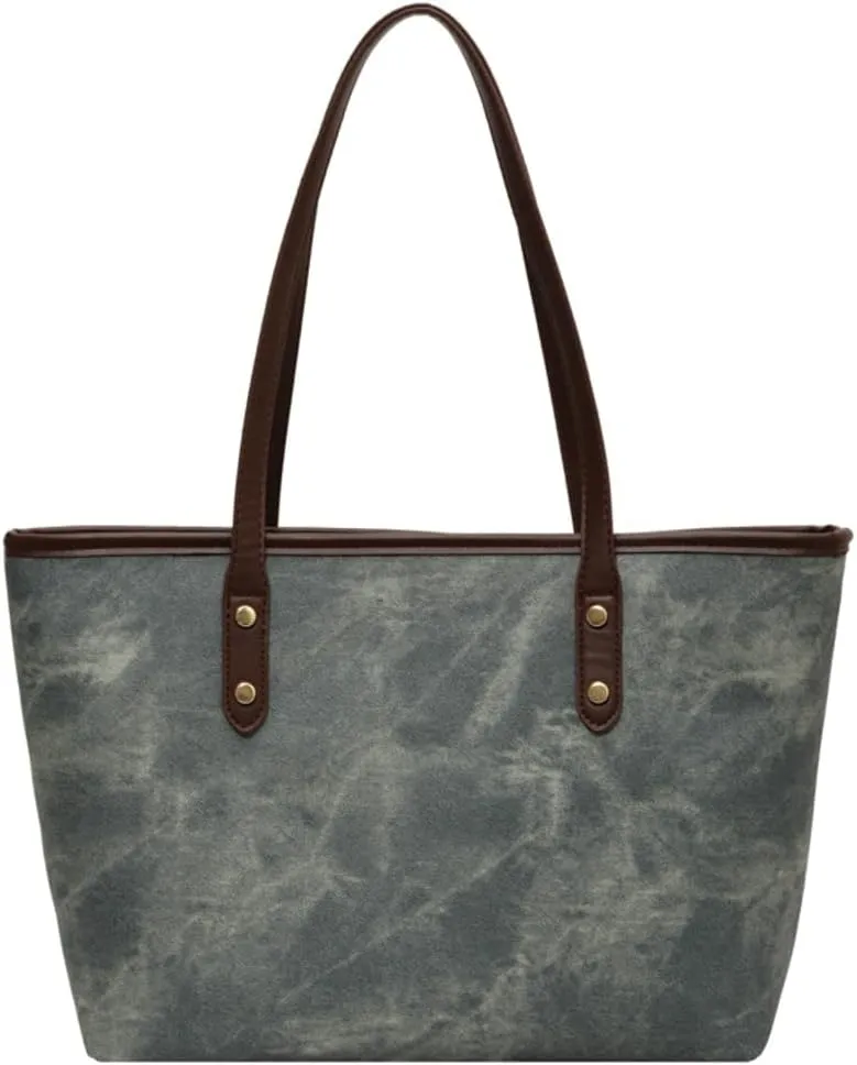 Women Vegan Leather Tote Purse Vintage Vegan Leather Shoulder Bags Stylish Casual Trendy Large Shoulder Handbags