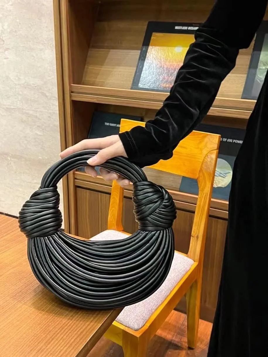 Women Woven Handbag PVC Leather Satchel Creative Noodles Style Fashion Crossbody Bag